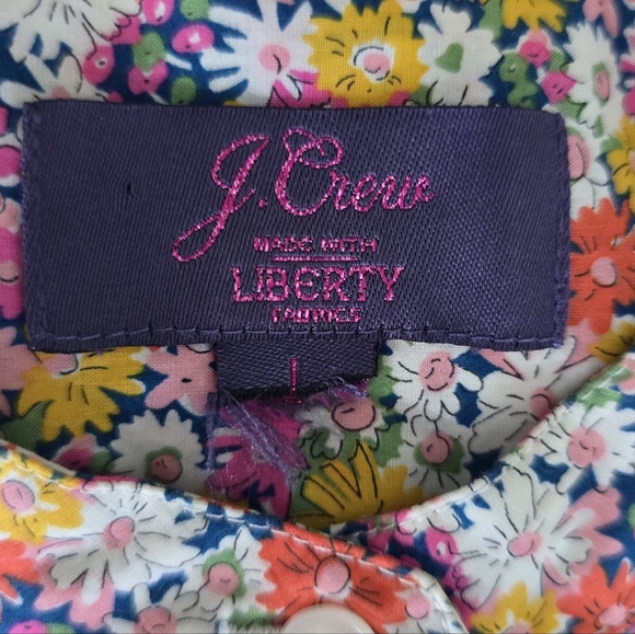 J. Crew Liberty Fabric Ruffle Front Button Up Long Sleeve Shirt Women's Large - Picture 9 of 12